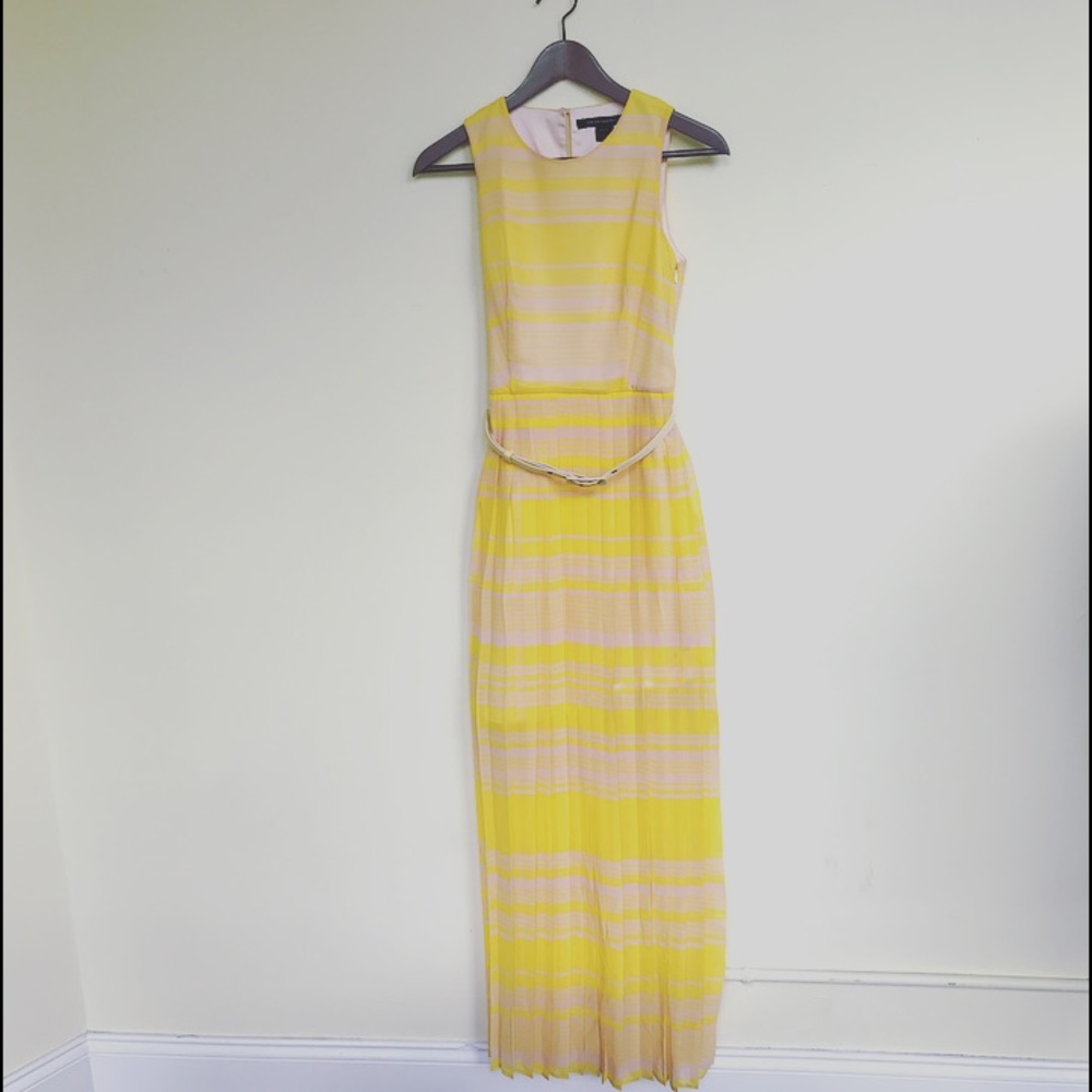 French Connection yellow pleated Maxi dress - Picture 4 of 5